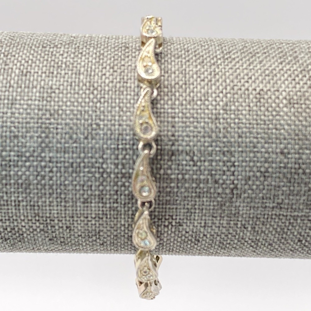 Napier Silver Plated Bracelet Vintage Tennis Style Crystal 7"